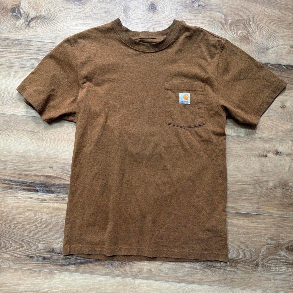 Carhartt Loose Fit Pocket T-Shirt Men's Small Brown Short Sleeve Workwear Tee